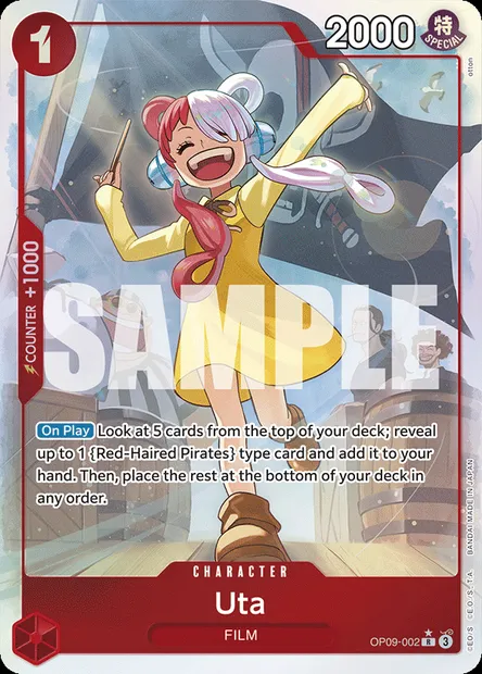 Uta, One Piece card OP09-002 — EMPERORS IN THE NEW WORLD set