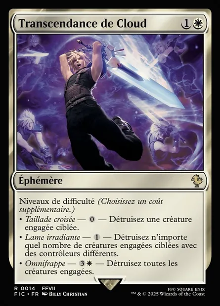 Transcendance de Cloud, carte Magic FIC 14 — extension Final Fantasy Commander