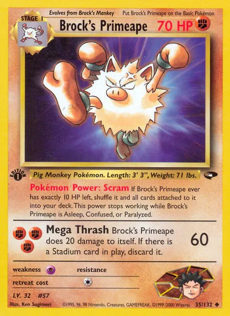Brock's Primeape, carte Pokémon GC 35 — extension Gym Challenge