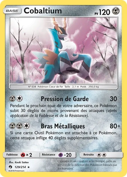 Cobaltium, carte Pokémon LOT 129 — extension Tonnerre Perdu