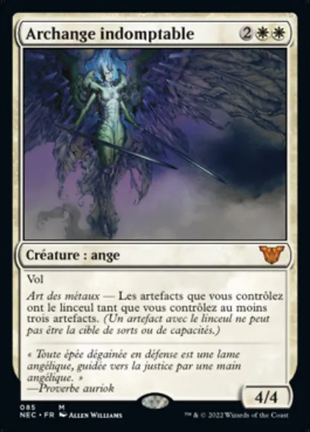 Archange indomptable, carte Magic NEC 85 — extension Neon Dynasty Commander