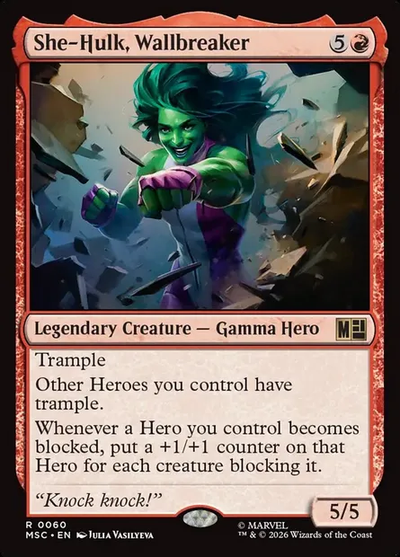 She-Hulk, Wallbreaker, Magic card MSC 60 — Marvel Super Heroes Commander set
