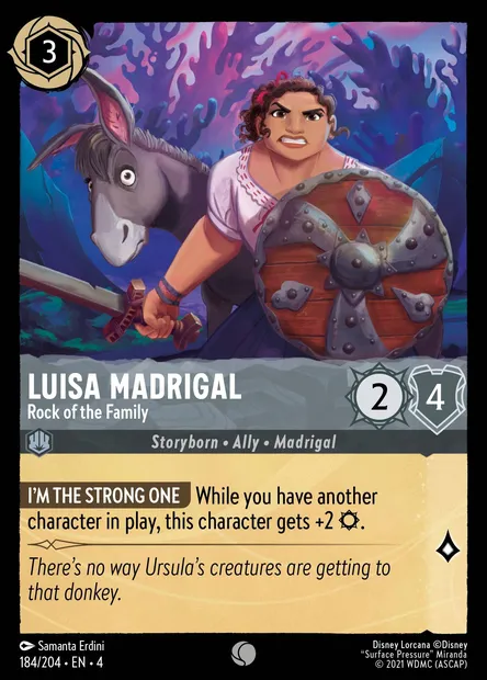 Luisa Madrigal - Rock of the Family, Disney Lorcana card CH4-184 — Ursula's Return set