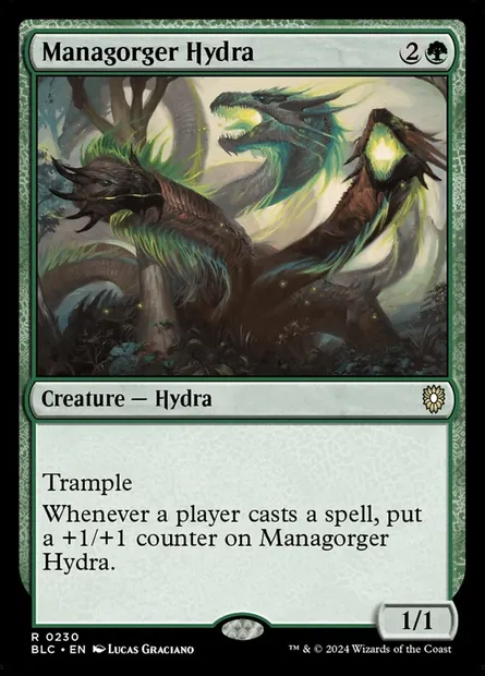 Managorger Hydra, Magic card BLC 230 — Bloomburrow Commander set
