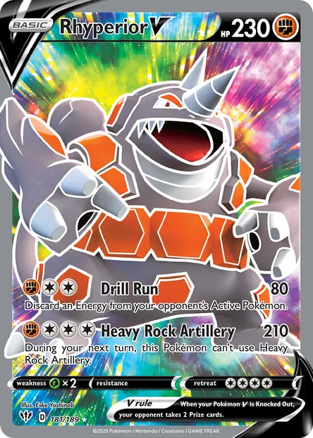 Rhyperior V, Pokémon card DAA 181 — Darkness Ablaze set