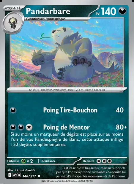 Pandarbare, carte Pokémon ASC 140 — extension Héros Transcendants