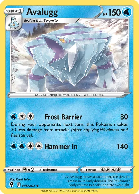 Avalugg, Pokémon card EVS 45 — Evolving Skies set