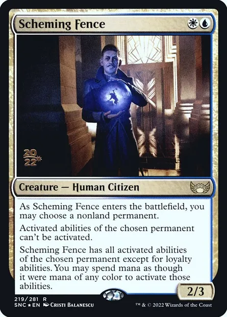 Scheming Fence, Magic card PSNC 219s — Streets of New Capenna Promos set