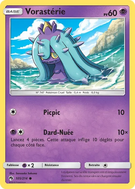 Vorastérie, carte Pokémon LOT 105 — extension Tonnerre Perdu