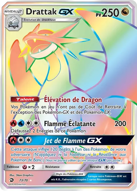 Drattak GX, carte Pokémon DRM 73 — extension Majesté Des Dragons