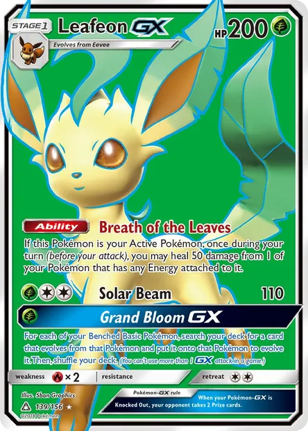 Leafeon GX, Pokémon card UPR 139 — Ultra Prism set