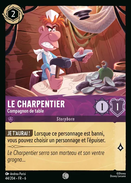 Le Charpentier - Compagnon de table, carte Disney Lorcana CH6-044 — extension La Mer Azurite