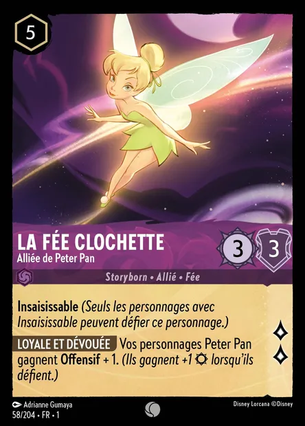 La Fée Clochette - Alliée de Peter Pan, carte Disney Lorcana CH1-058 — extension Premier Chapitre