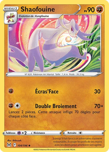 Shaofouine, carte Pokémon LOR 104 — extension Origine Perdue