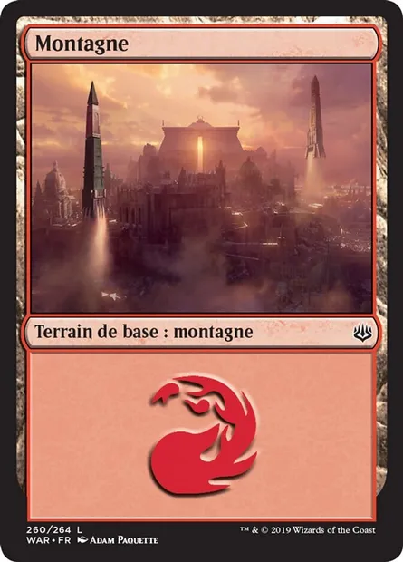 Montagne, carte Magic WAR 260 — extension La guerre des Planeswalkers