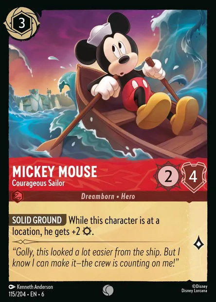Mickey Mouse - Courageous Sailor, Disney Lorcana card CH6-115 — Azurite Sea set