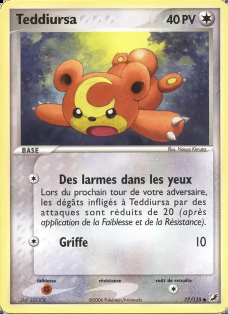 Teddiursa, carte Pokémon UF 77 — extension EX Forces Cachées