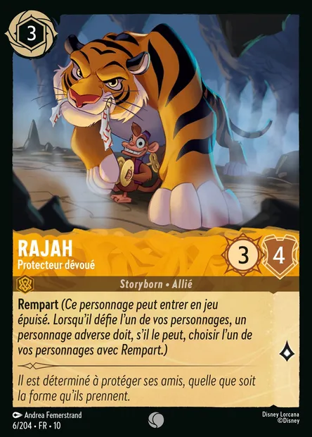 Rajah - Protecteur dévoué, carte Disney Lorcana CH10-006 — extension Lueurs dans les Profondeurs