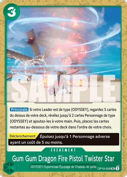 Gum Gum Dragon Fire Pistol Twister Star, carte One Piece OP10-039 — extension SANG ROYAL