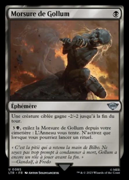 Morsure de Gollum, carte Magic LTR 85 — extension Le Seigneur des Anneaux : chroniques de la Terre du Milieu