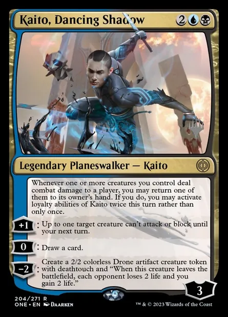 Kaito, Dancing Shadow, Magic card PONE 204p — Phyrexia: All Will Be One Promos set