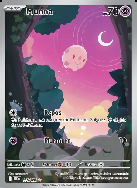 Munna, carte Pokémon BLK 116 — extension Foudre Noire