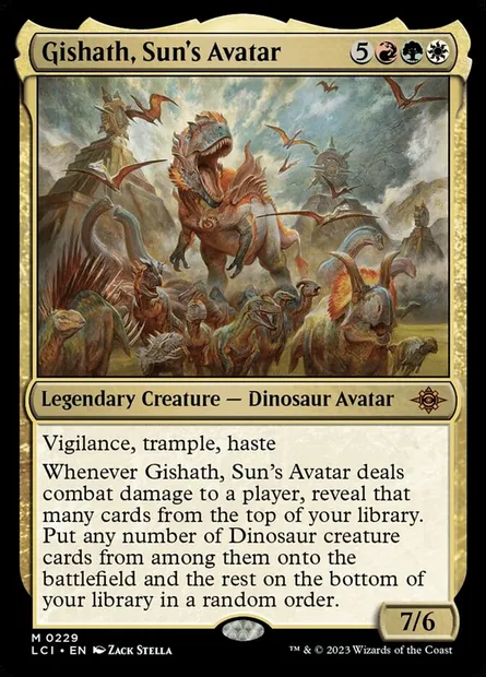 Gishath, Sun's Avatar, Magic card LCI 229 — The Lost Caverns of Ixalan set