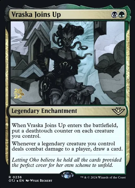 Vraska rejoint l'équipe, carte Magic POTJ 236s — extension Outlaws of Thunder Junction Promos