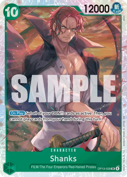 Shanks, One Piece card OP13-028 — CARRYING ON HIS WILL set