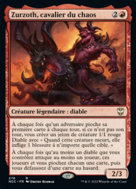 Zurzoth, cavalier du chaos, carte Magic NCC 278 — extension New Capenna Commander