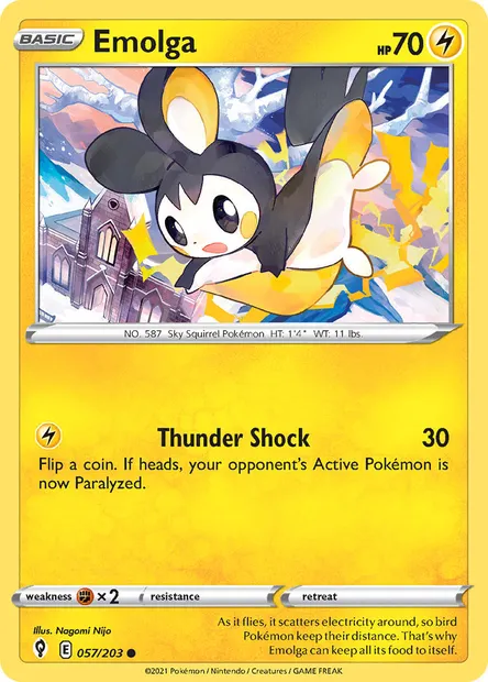 Emolga, Pokémon card EVS 57 — Evolving Skies set
