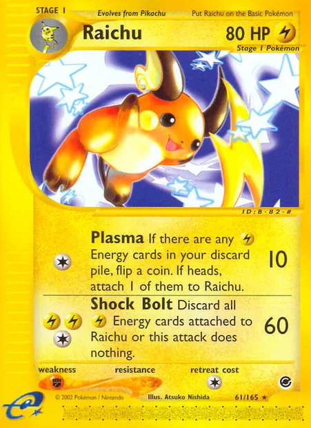 Raichu, Pokémon card EX 61 — Expedition Base Set set