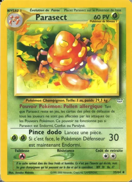 Parasect, carte Pokémon NR 35 — extension Neo Revelation