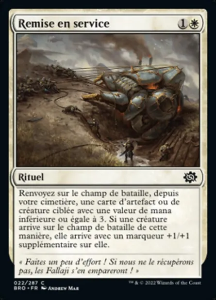 Remise en service, carte Magic BRO 22 — extension La Guerre Fratricide