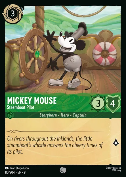 Mickey Mouse - Steamboat Pilot, Disney Lorcana card CH9-080 — Fabled set