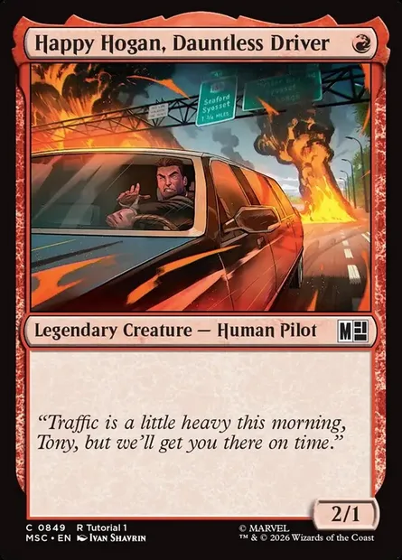 Happy Hogan, Dauntless Driver, Magic card MSC 849 — Marvel Super Heroes Commander set