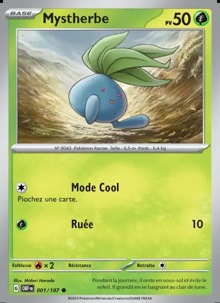 Mystherbe, carte Pokémon OBF 001 — extension Flammes Obsidiennes
