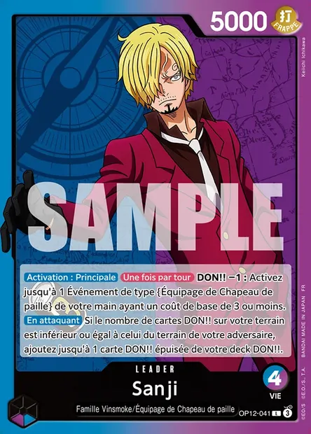 Sanji, carte One Piece OP12-041 — extension L'HÉRITAGE DU MAÎTRE