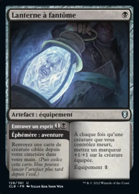 Lanterne à fantôme // Entraver un esprit, carte Magic CLB 128 — extension Commander Légendes : la bataille de la Porte de Baldur