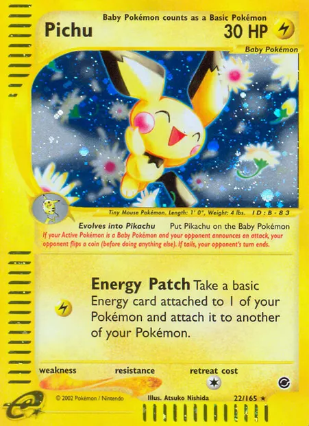 Pichu, Pokémon card EX 22 — Expedition Base Set set