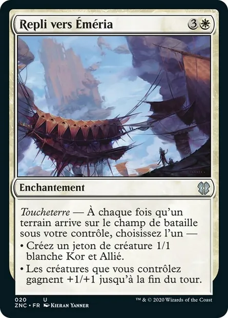 Repli vers Éméria, carte Magic ZNC 20 — extension Zendikar Rising Commander