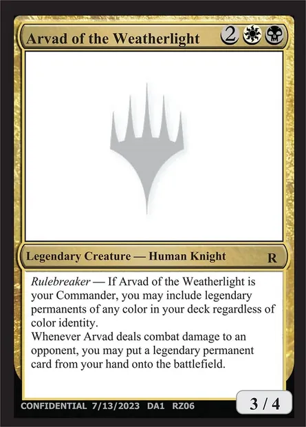 Arvad of the Weatherlight, Magic card UNK RZ06a — Unknown Event set