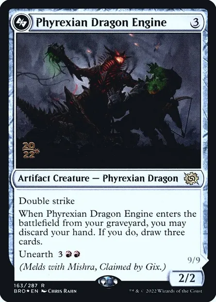 Phyrexian Dragon Engine, carte Magic PBRO 163s — extension The Brothers' War Promos