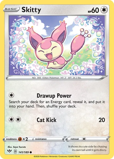 Skitty, Pokémon card DAA 141 — Darkness Ablaze set
