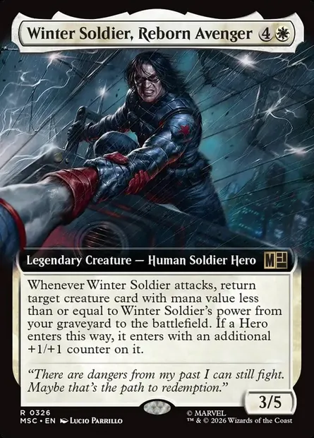 Winter Soldier, Reborn Avenger, Magic card MSC 326 — Marvel Super Heroes Commander set
