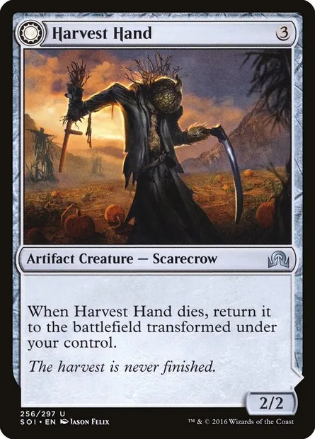 Harvest Hand // Scrounged Scythe, Magic card SOI 256 — Shadows over Innistrad set