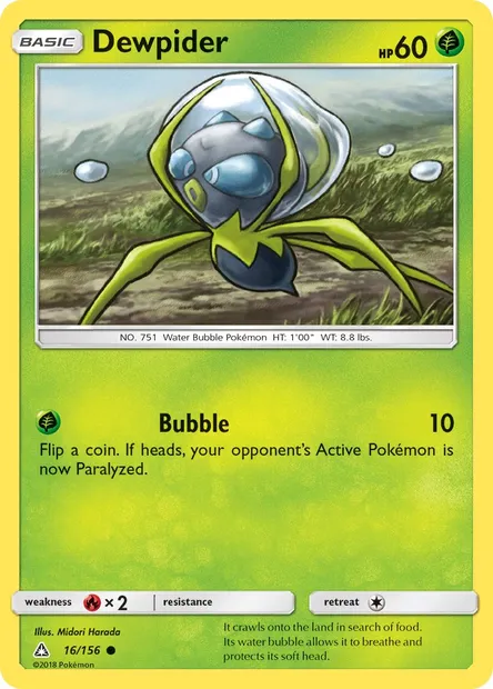 Dewpider, Pokémon card UPR 16 — Ultra Prism set