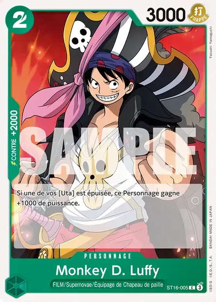 Monkey D. Luffy, carte One Piece ST16-005 — extension VERT Uta
