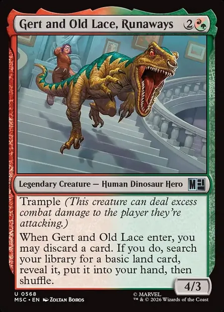 Gert and Old Lace, Runaways, Magic card MSC 568 — Marvel Super Heroes Commander set