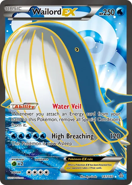 Wailord EX, Pokémon card PRC 147 — Primal Clash set